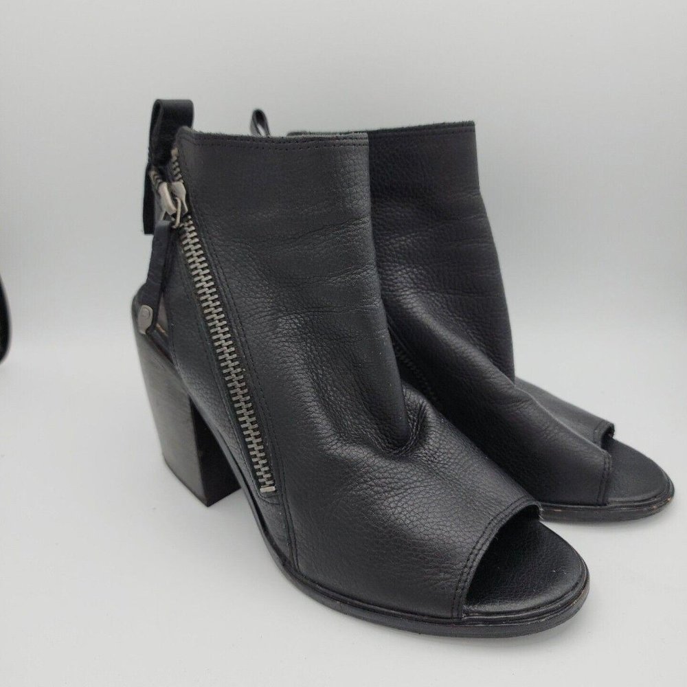 Dolce Vita Niki Open Toe Zipup Ankle Black Leather Boots: Size 8.5 w/ 4" Heel